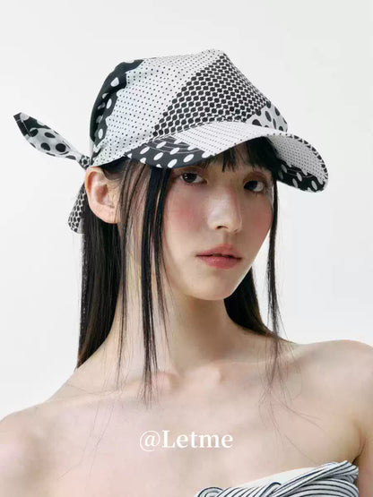 Polka Dot Color-Block Headscarf Cap – Korean Style Baseball Hat
