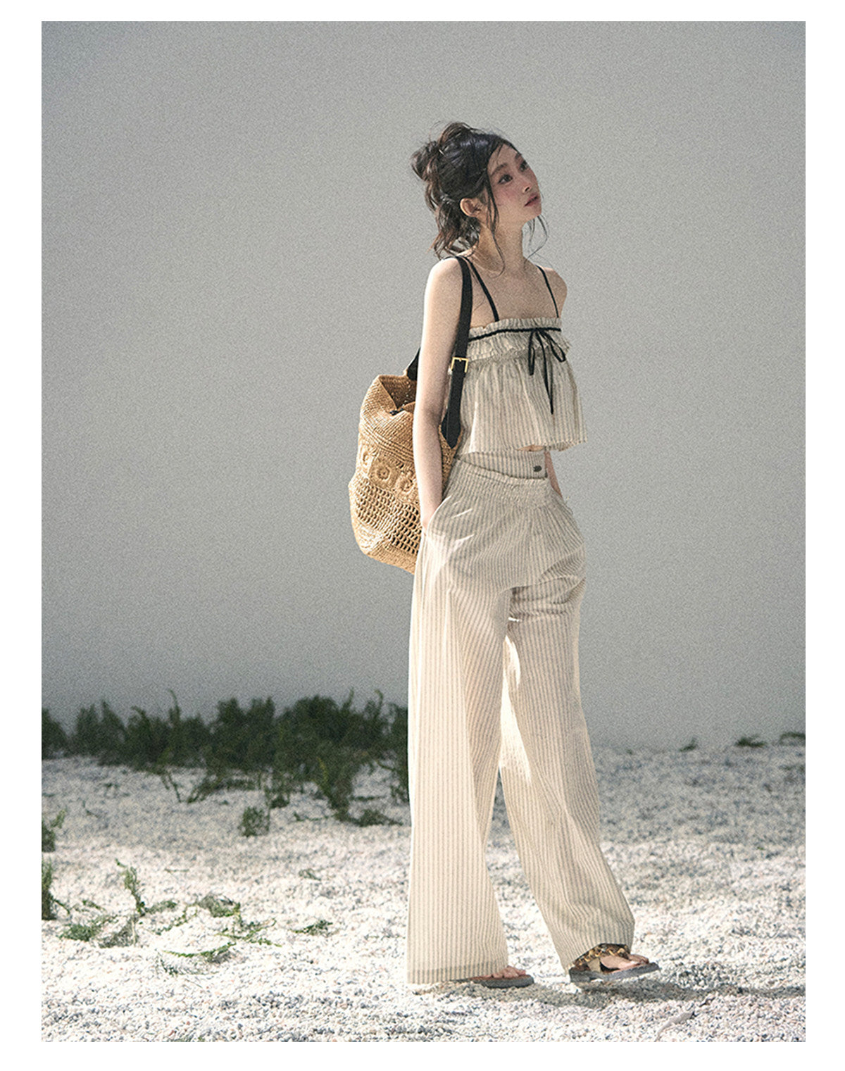 “Midsummer Woven Daydream” Dutch Cream Stripe Two-Piece Set