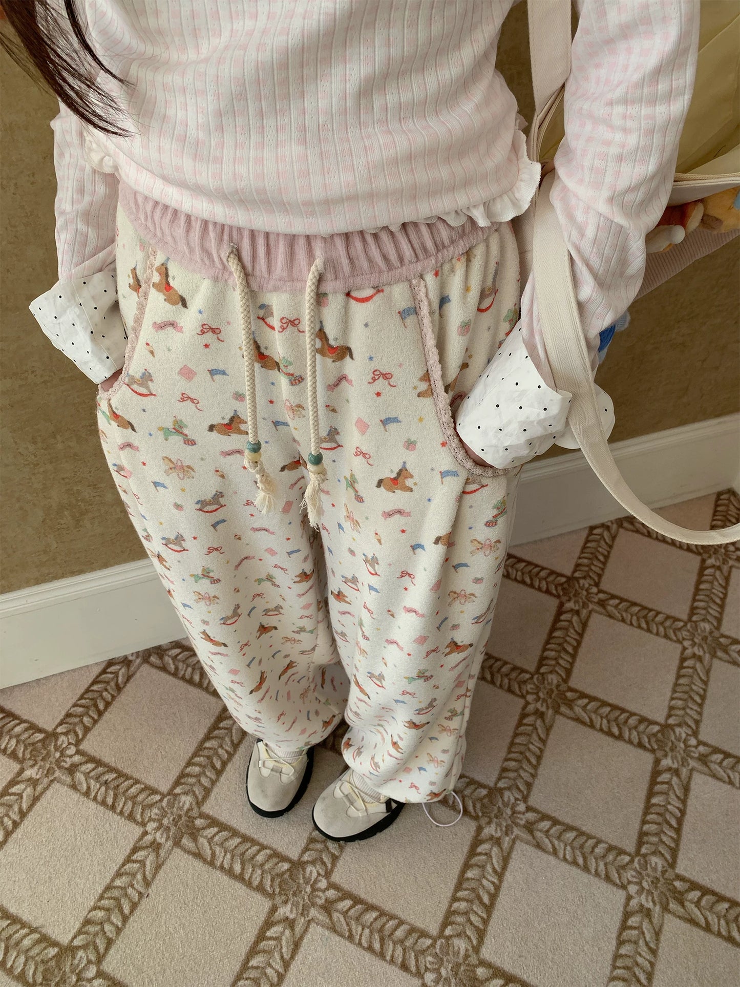 “Dream Pony Picnic” Apricot Pony Print Lounge Pants