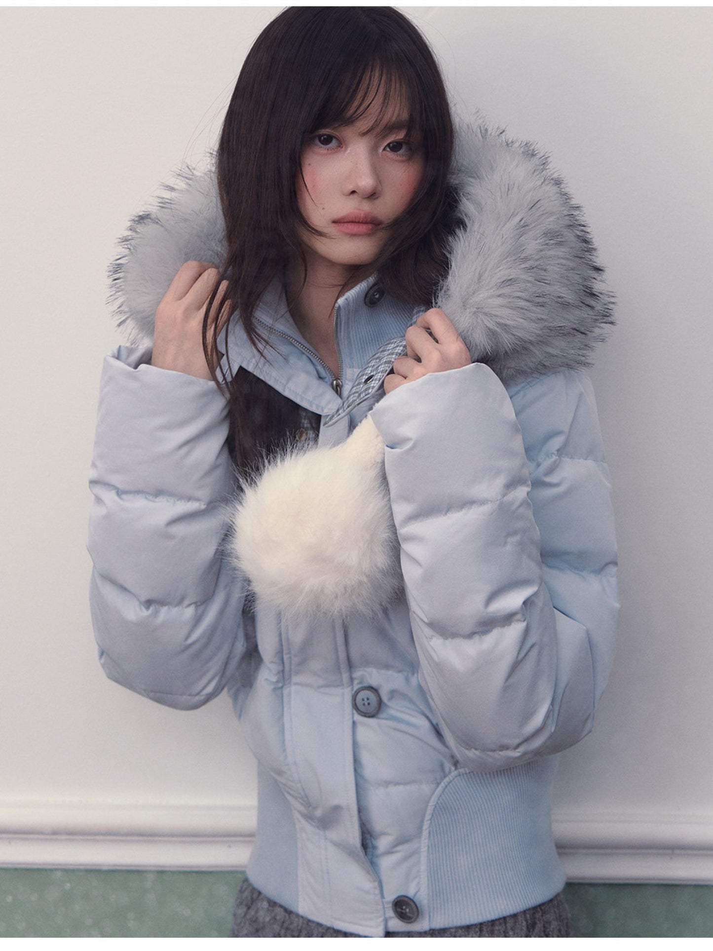 Soote Season - Glacier Blue City Sport Cinched-Waist Short Down Jacket