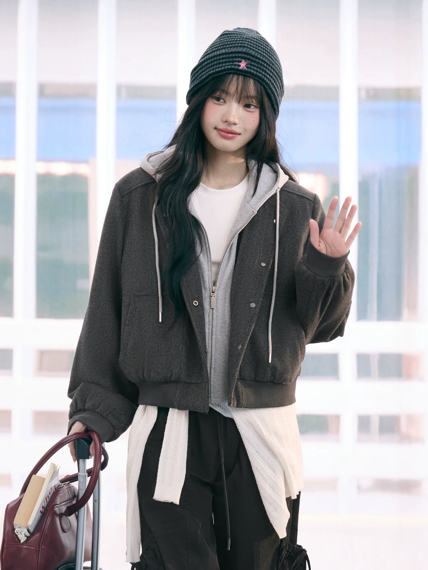 "Terminal Edge" Gray Detachable Layered Hooded Jacket