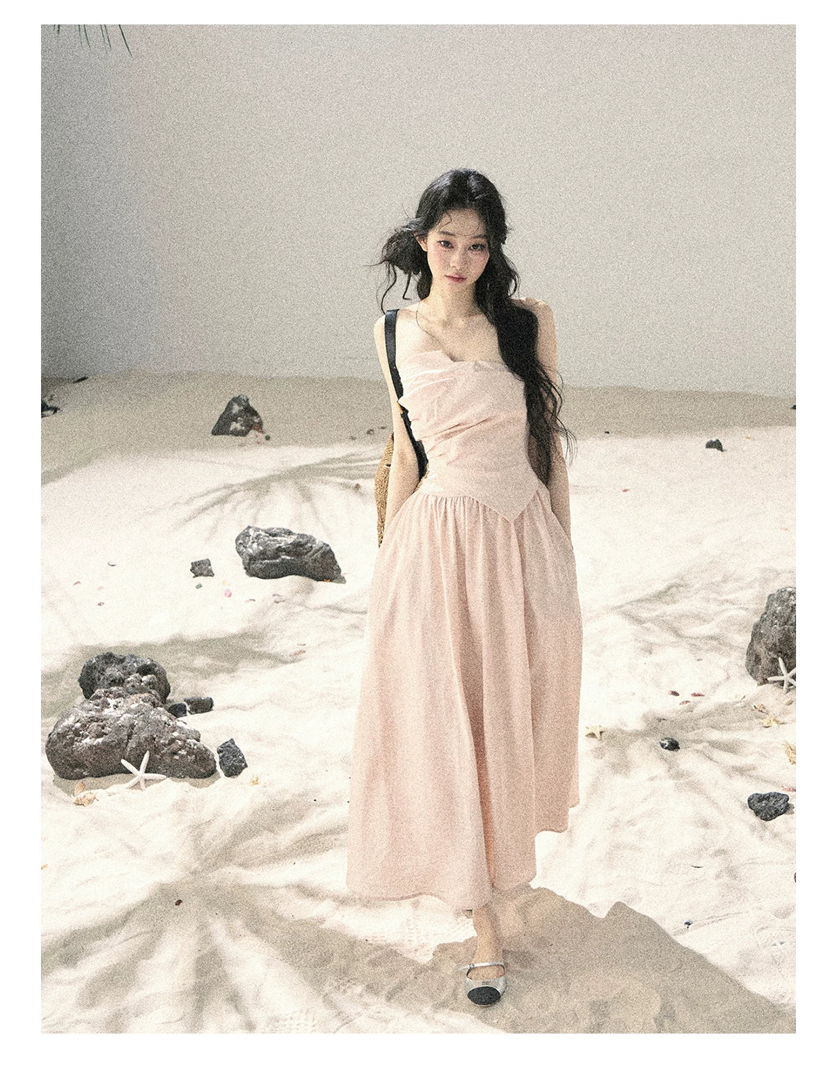 "Blushing Sunset Clouds" Ballet Pink Strapless Maxi Dress