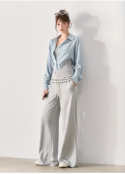 [TMMG] "Effortless Relaxed Style" — Faux-Layered Shirt & Knit Cuffed Pants Set