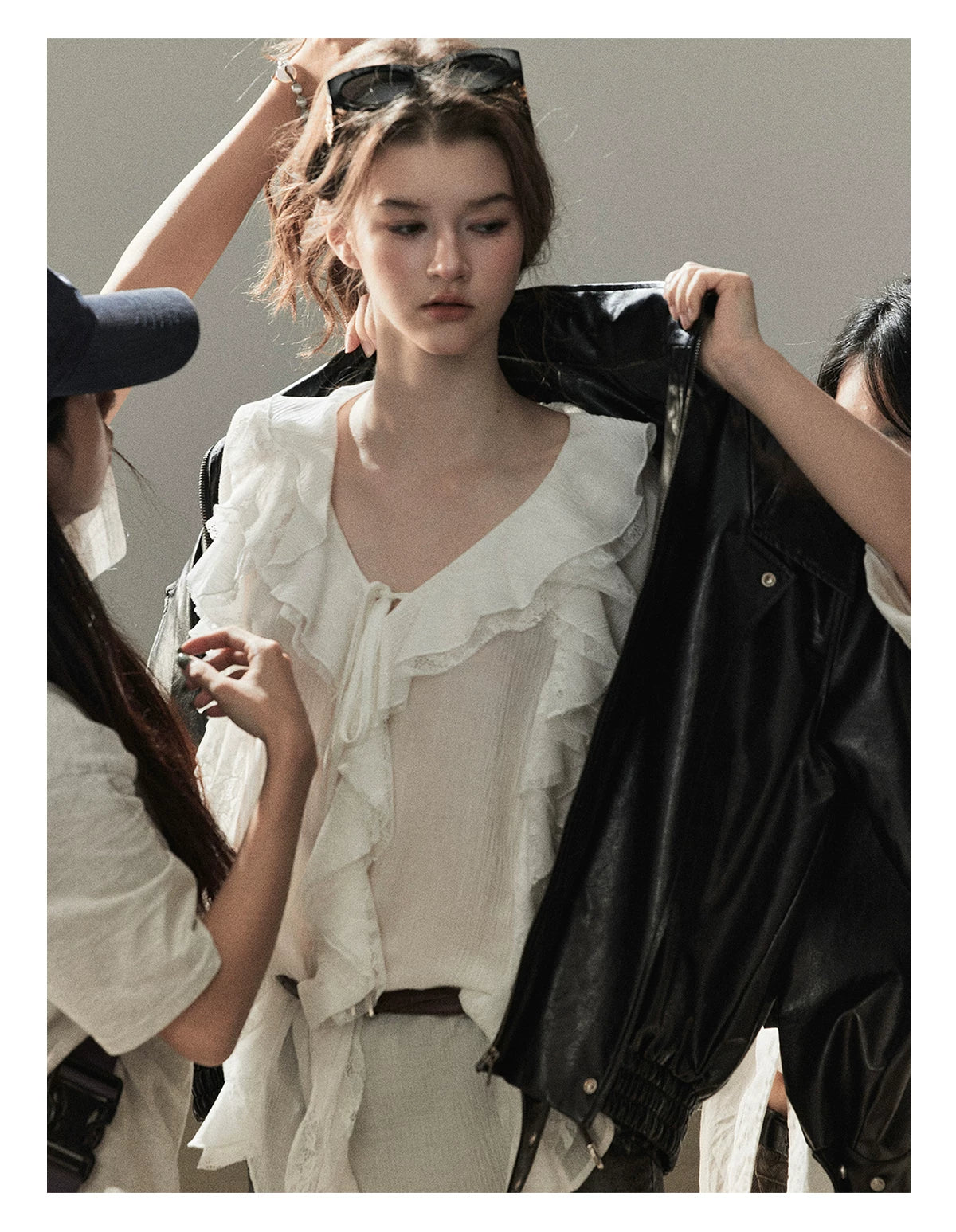 AOMALM - "Solo Journey" Quiet Black Oversized PU Moto Jacket