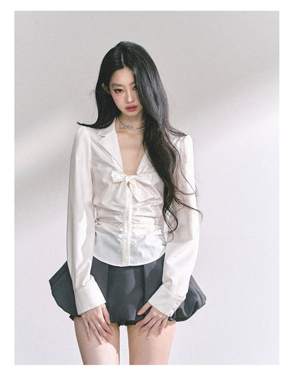 少也眼 "K-Drama White Moonlight" Soft Sophisticate Blouse - White 486864