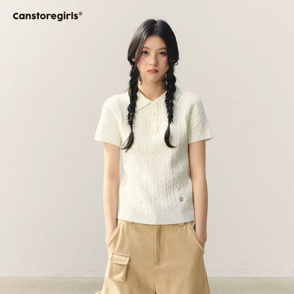 "Colorblock Bear Diary" Knit Polo Tee LL2026020