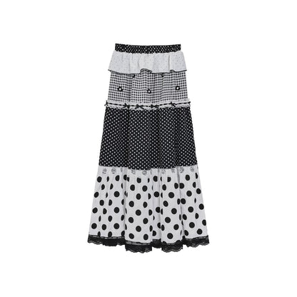 Kyoto Stroll – Japanese Polka Dot Black & White Maxi Skirt Collection