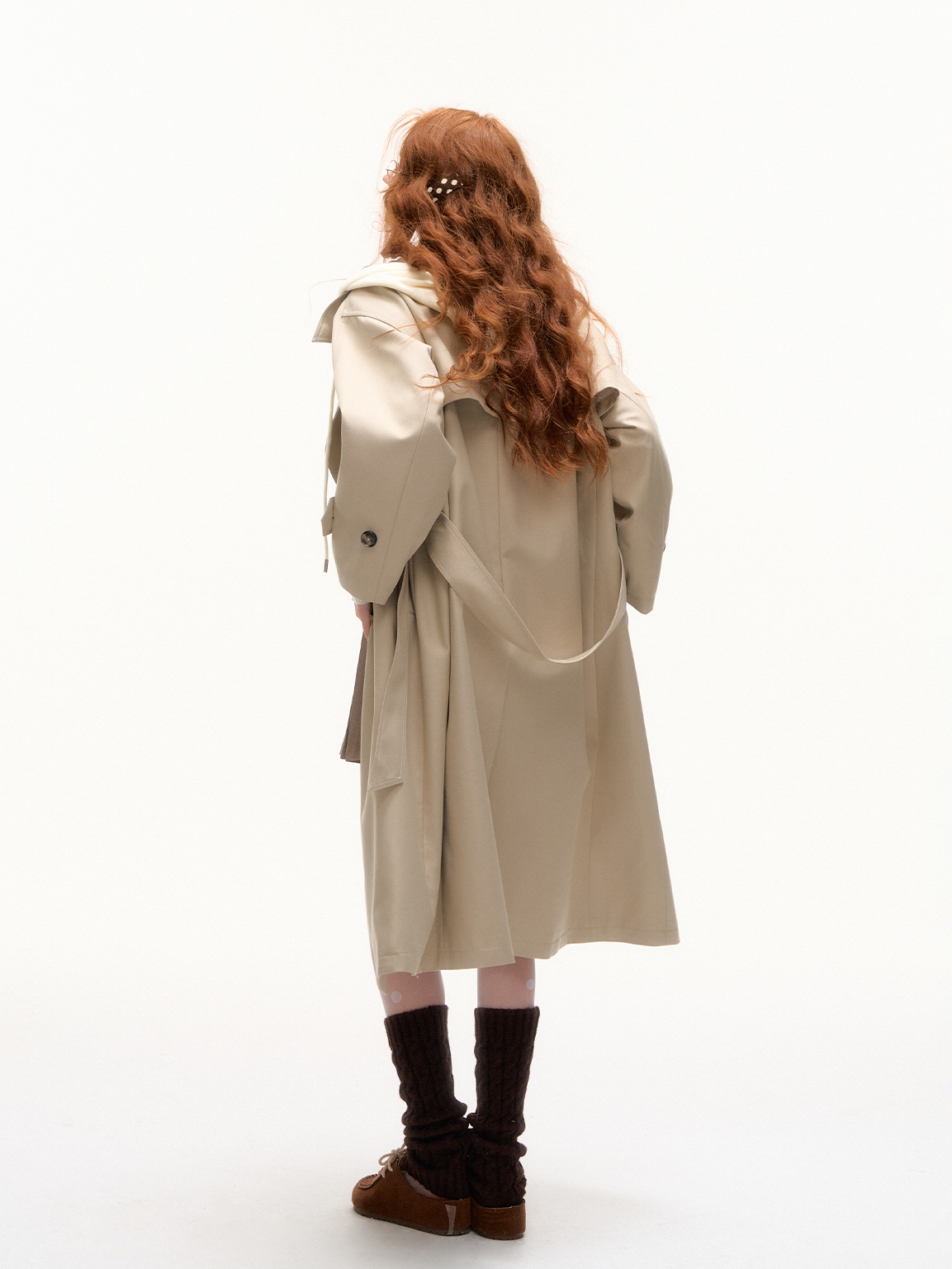 ASGONY - Preppy Layered-Look Hooded Trench Coat