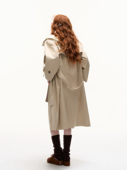 ASGONY - Preppy Layered-Look Hooded Trench Coat