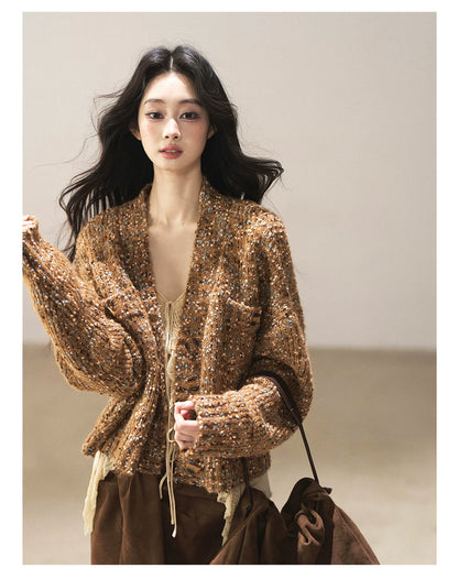 AOMALM - Toasted Pecan Marled Knit Cardigan
