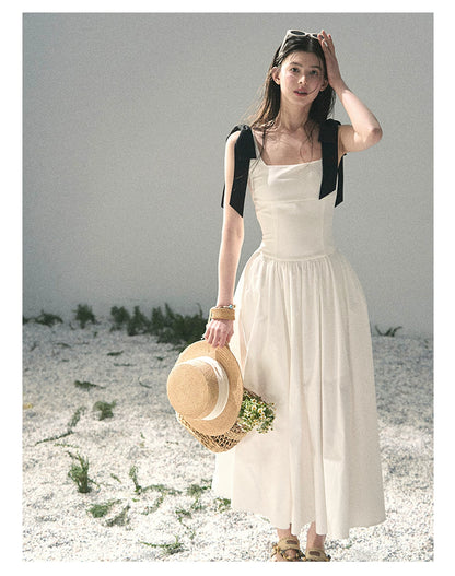 "Whispered Spring Midnight" Gardenia White Maxi Sundress 84545