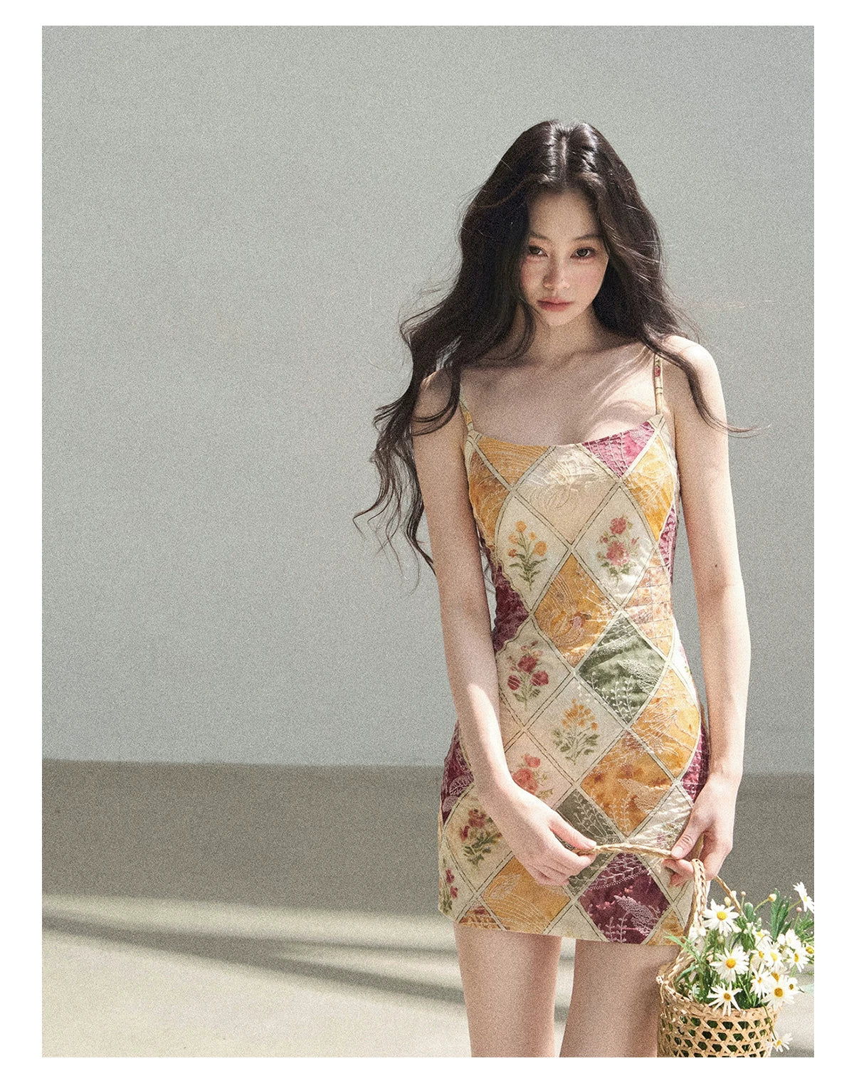 "In Her Lingering Gaze" Van Dyke Brown Floral Cami Bodycon Mini Dress