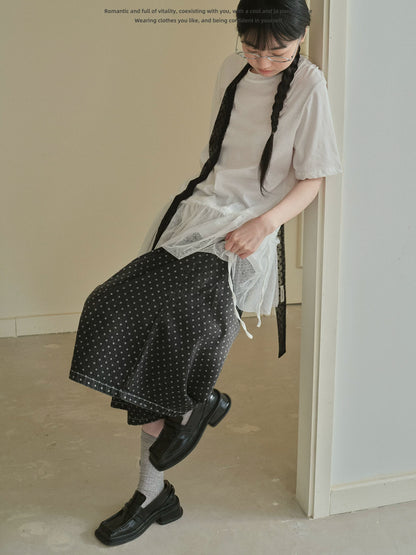 "Midnight Dots" Charcoal Black Polka Dot Cropped Wide Leg Jeans