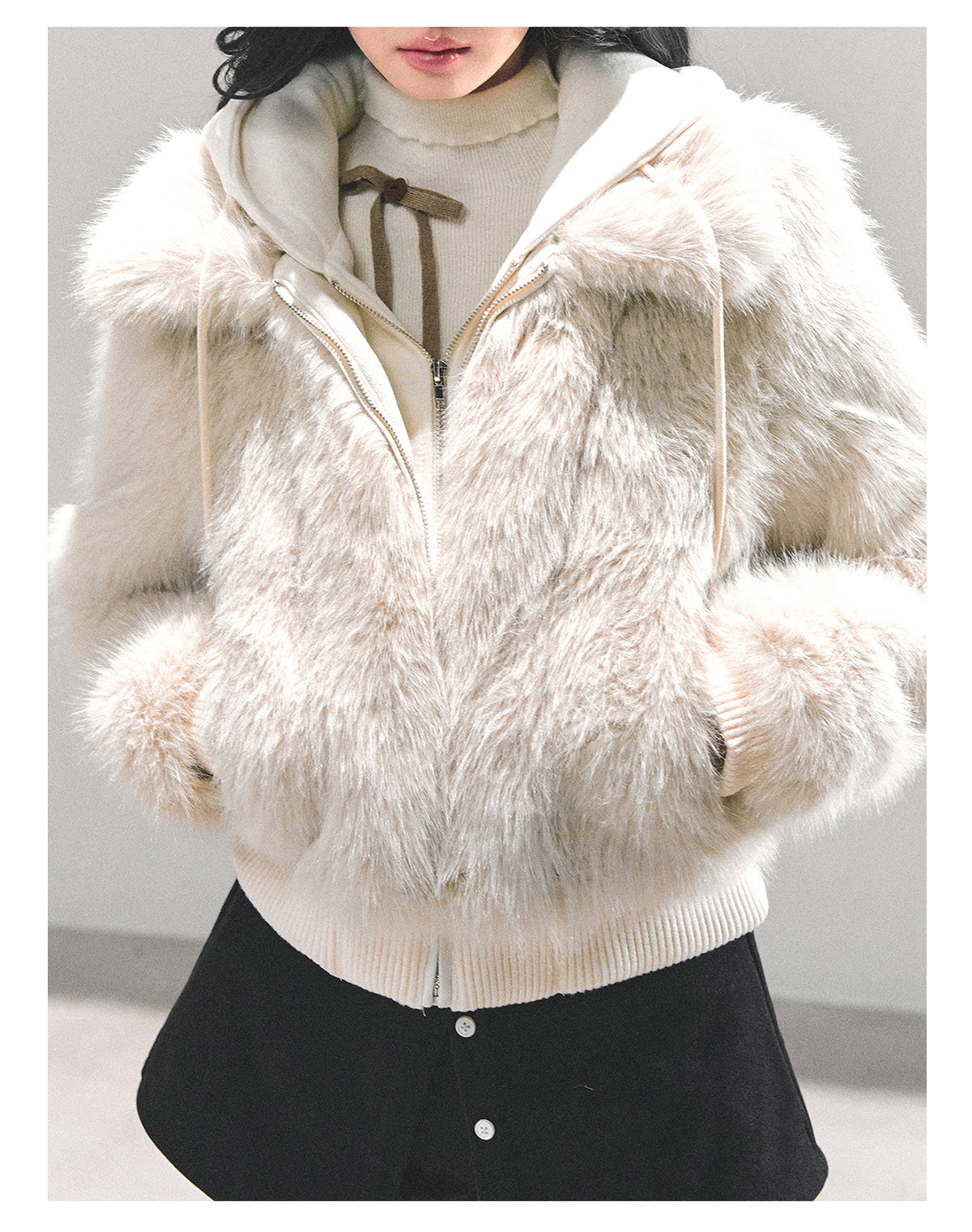 少也眼 "She Walks Through Snow" Faux Shearling Winter Jacket 8763132