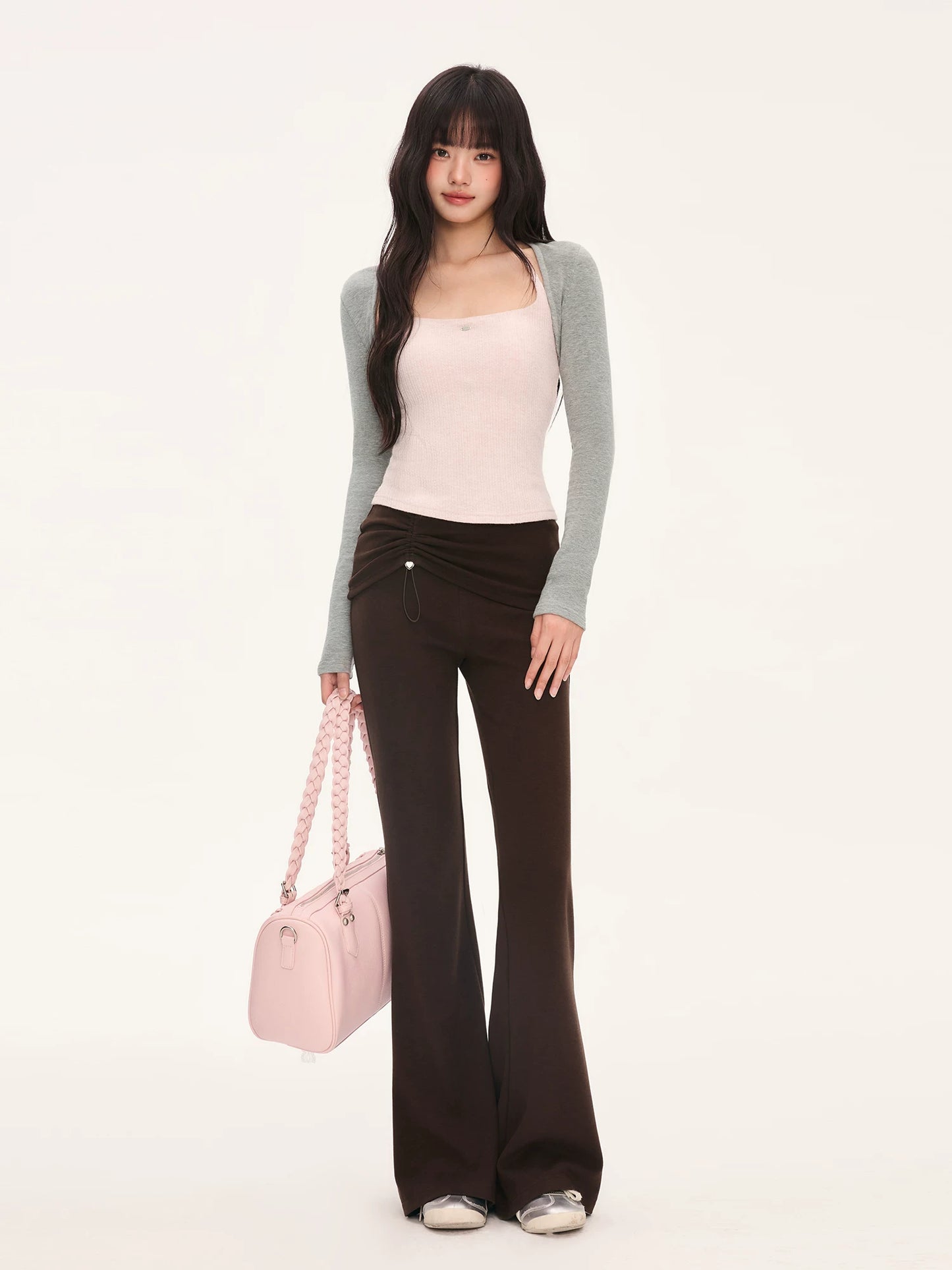 "Rosy Layer" Blush Pink Glitter Knit Cami & Shrug Set