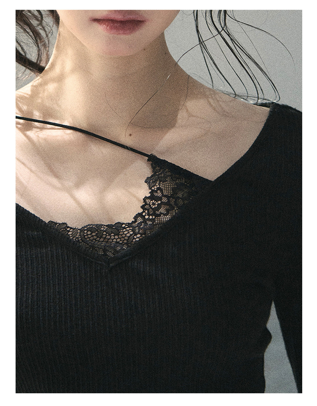 “Day & Night” Midnight Black Lace Knit Top