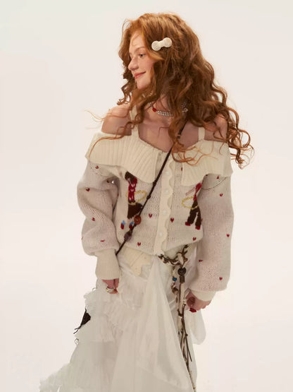 MAMC - Two-Way Hoop Neck Sweater Cardigan
