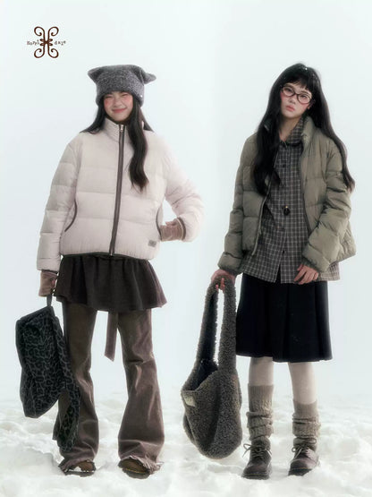 Horridale - Withered Grass Green Lightweight Cropped Down Jacket