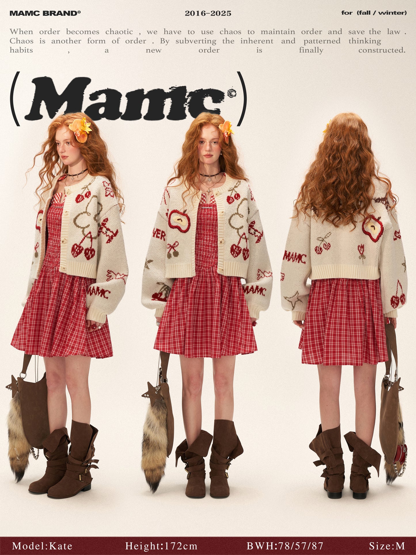 White Knit Cardigan with Apple & Cherry Embroidery WE751