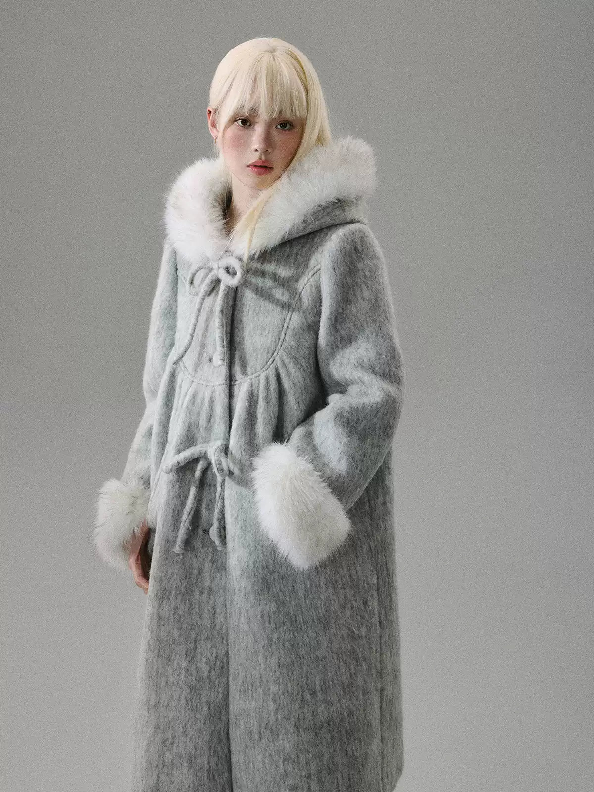 LOST FOREST - Gray 60% Wool Doll-Inspired Cape Coat