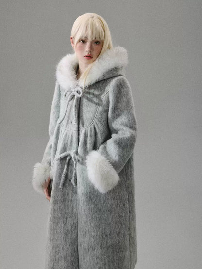 LOST FOREST - Gray 60% Wool Doll-Inspired Cape Coat