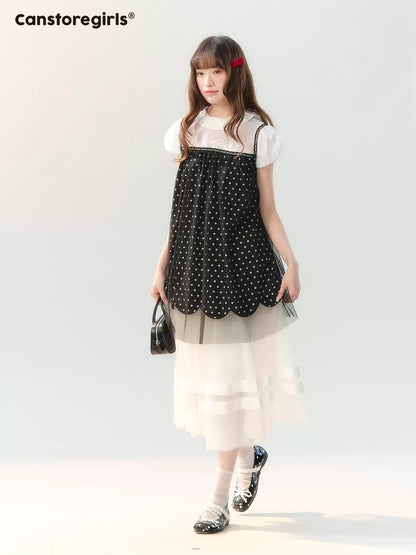 "Black Tulle Reverie" Polka Dot Puff Skirt Set PP2026227