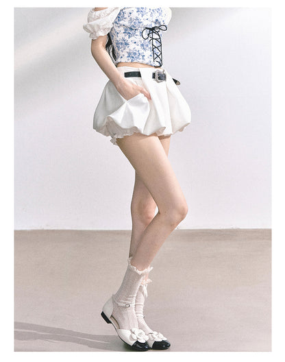 少也眼 “City Muse" High-Waist Tulip Mini Skirt - White 7520678