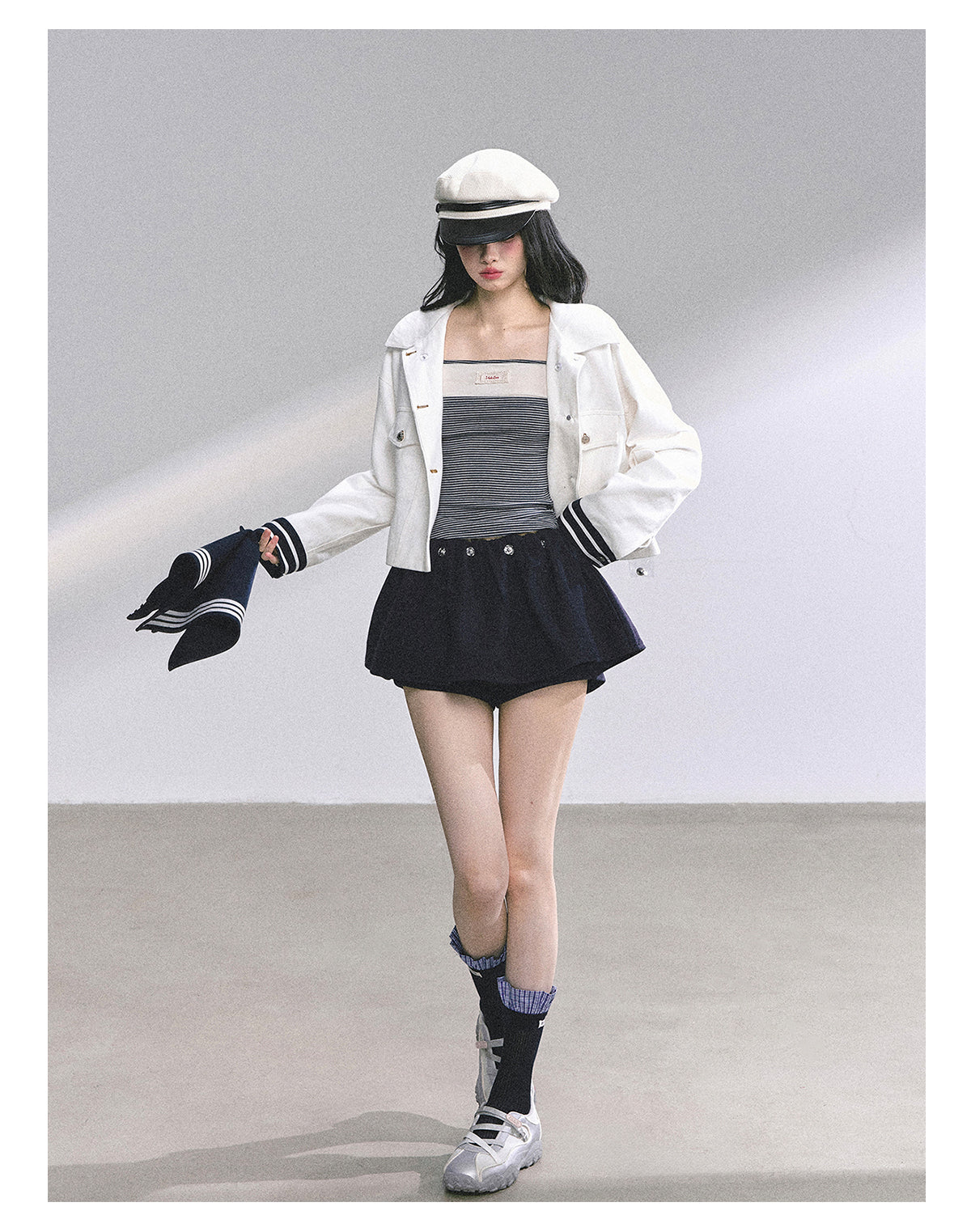 少也眼 "New York Art Museum" Detachable Sailor-Collar Denim Jacket 5764567