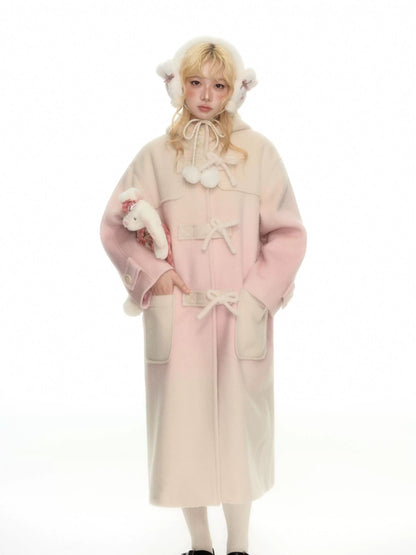 YEDM - Pink Gradient Hooded Wool Coat