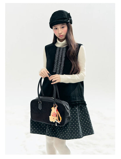 "Berlin Winter Chronicle" Black Polka Dot Capelet & Pinafore Dress Set