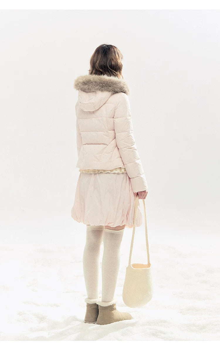 "Pink Bébé" Belle Pink Ballet Down Jacket & Quilted Bubble Mini Skirt Set