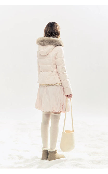 "Pink Bébé" Belle Pink Ballet Down Jacket & Quilted Bubble Mini Skirt Set