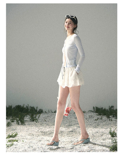 “Dreams Between Seams” Baby Blue Layered Lace Top