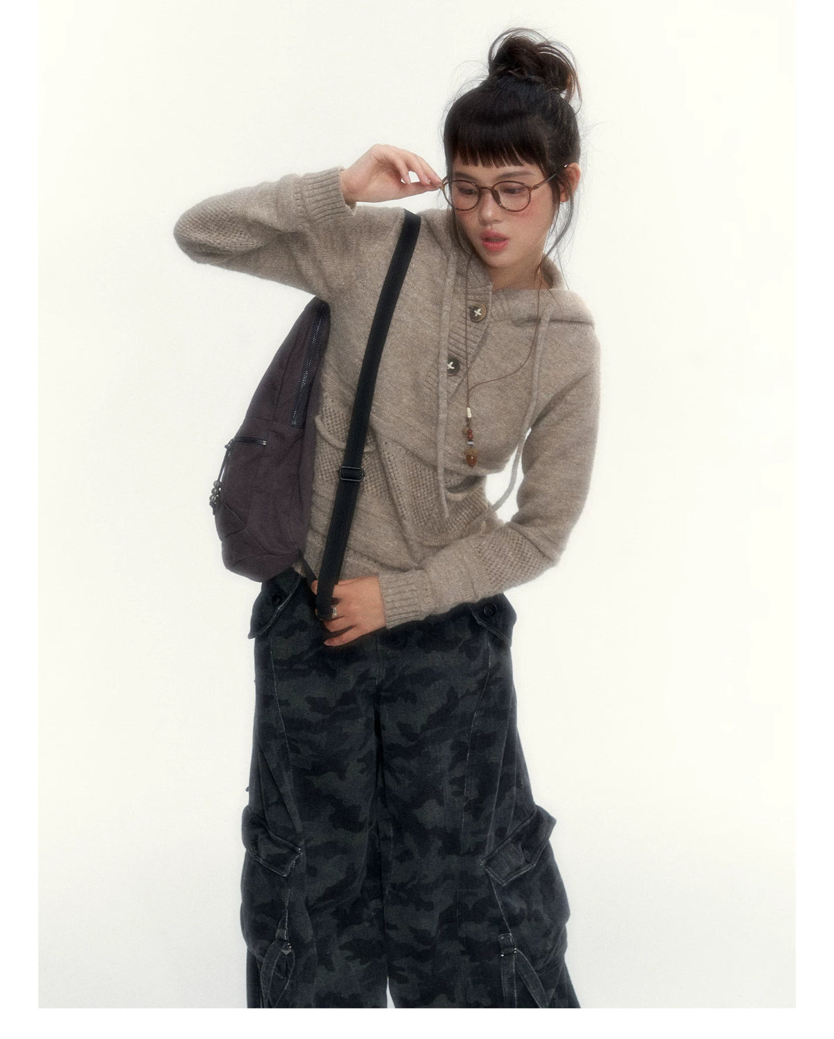 Camouflage Washed Wide-Leg Utility Pants