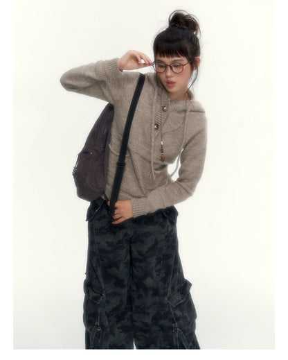 Camouflage Washed Wide-Leg Utility Pants