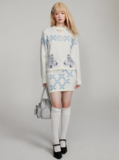 “Winter Teddy Girl” Sweet Alpaca Wool Knit Set M2401