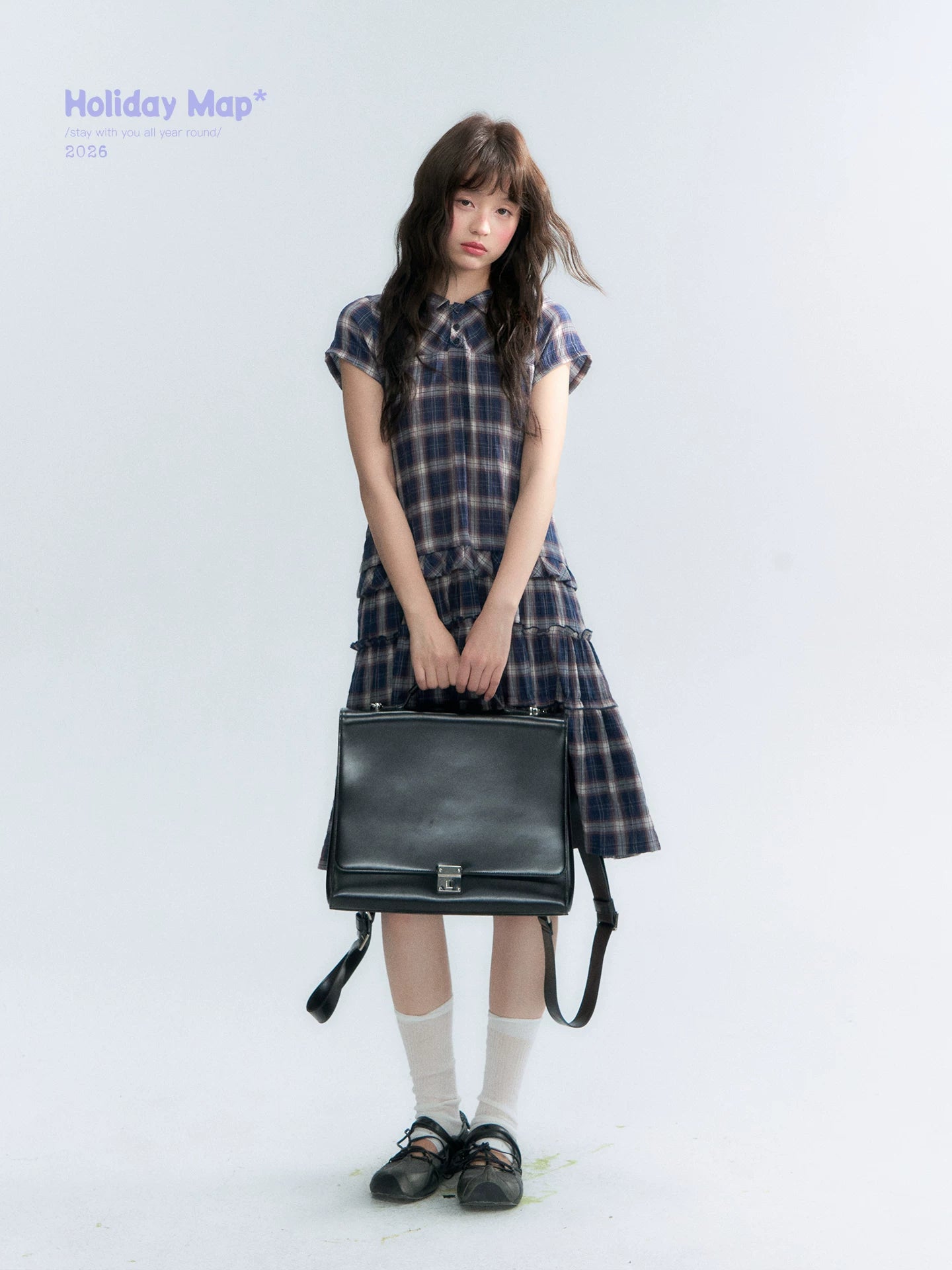"Weekend Diary" Ruffle Tiered Polo Midi Dress