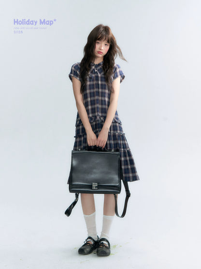 "Weekend Diary" Ruffle Tiered Polo Midi Dress