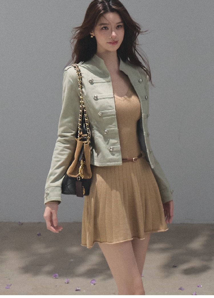 OAKMOO/ Napoleon-Style Fitted Cotton Jacket