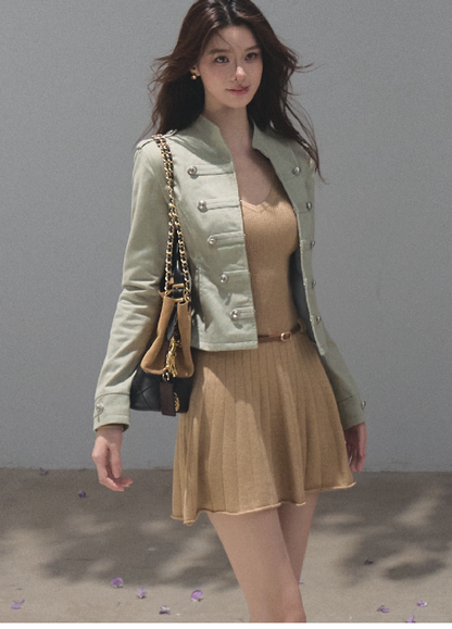 OAKMOO/ Napoleon-Style Fitted Cotton Jacket