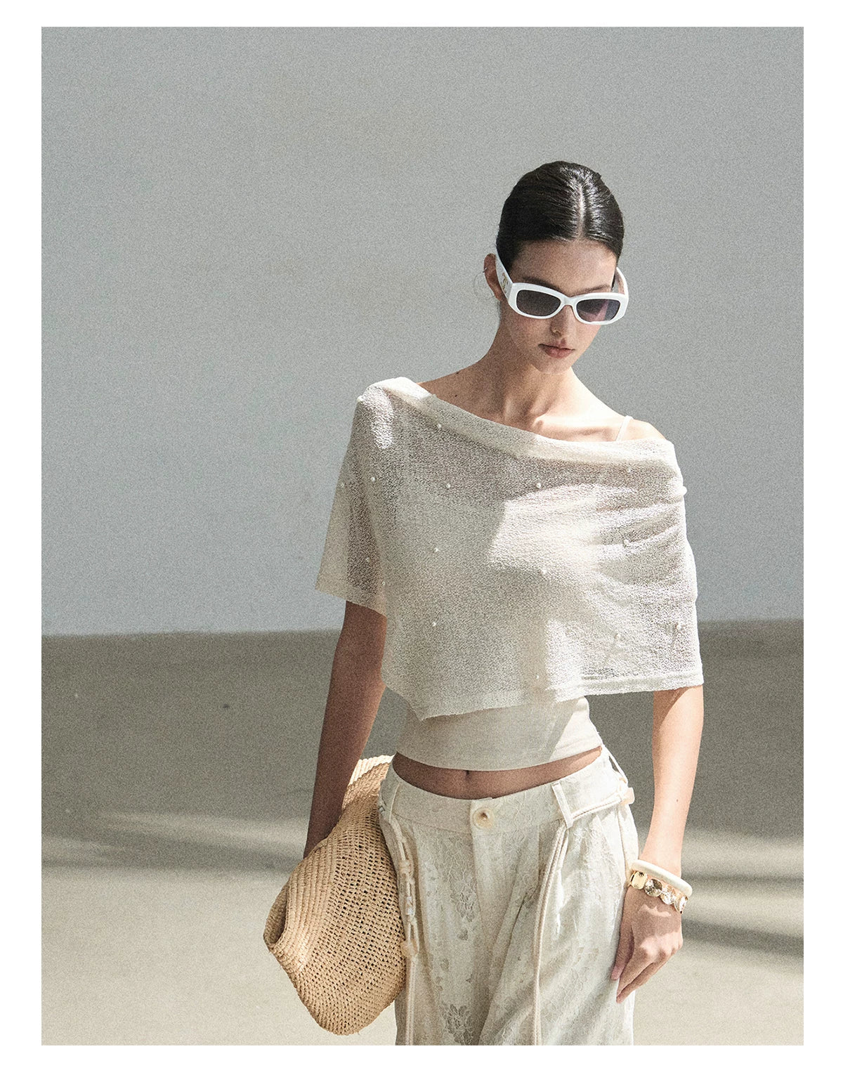 "The Scent of Soapberry" Dutch Cream Beaded Sheer Cover-Up Set