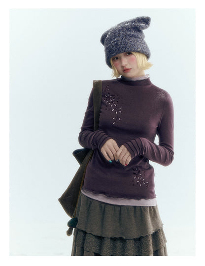 Horridale - Vintage Lace-Trimmed Knit Tiered Midi Skirt – Warm Gray Taupe