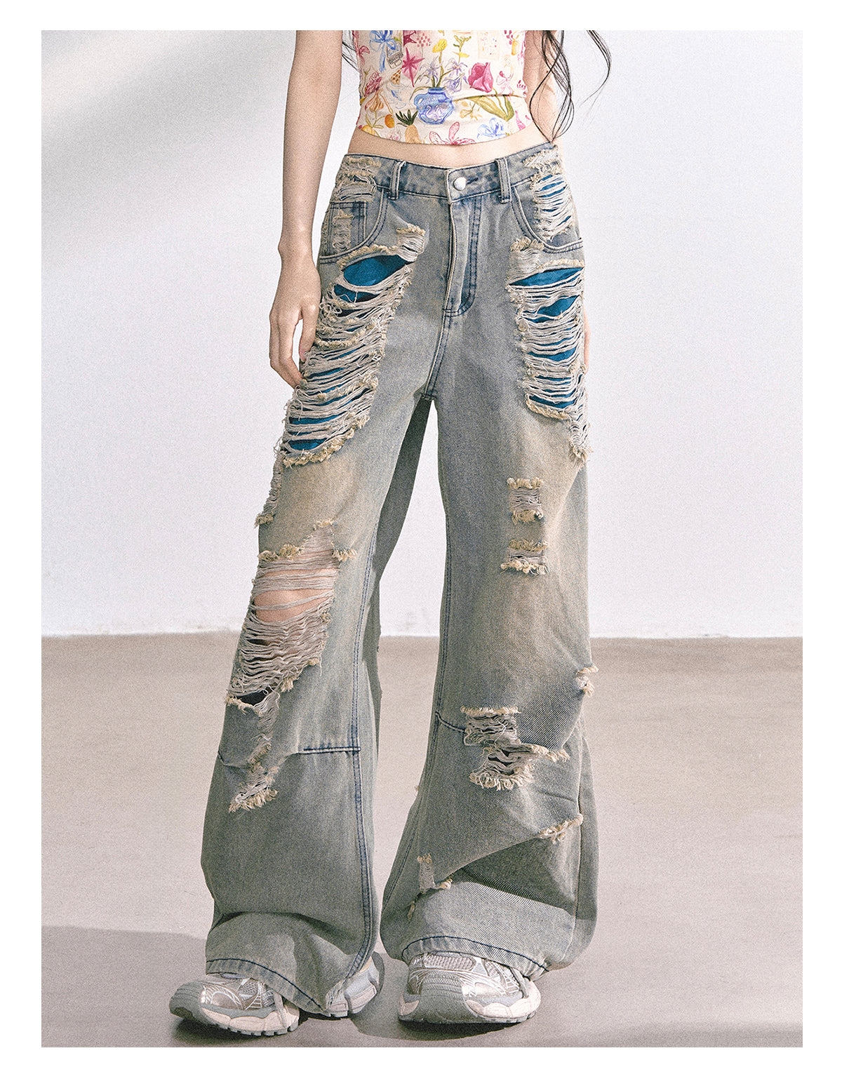 少也眼 “Everstreet" Ripped Straight-Leg Denim Pants 4763