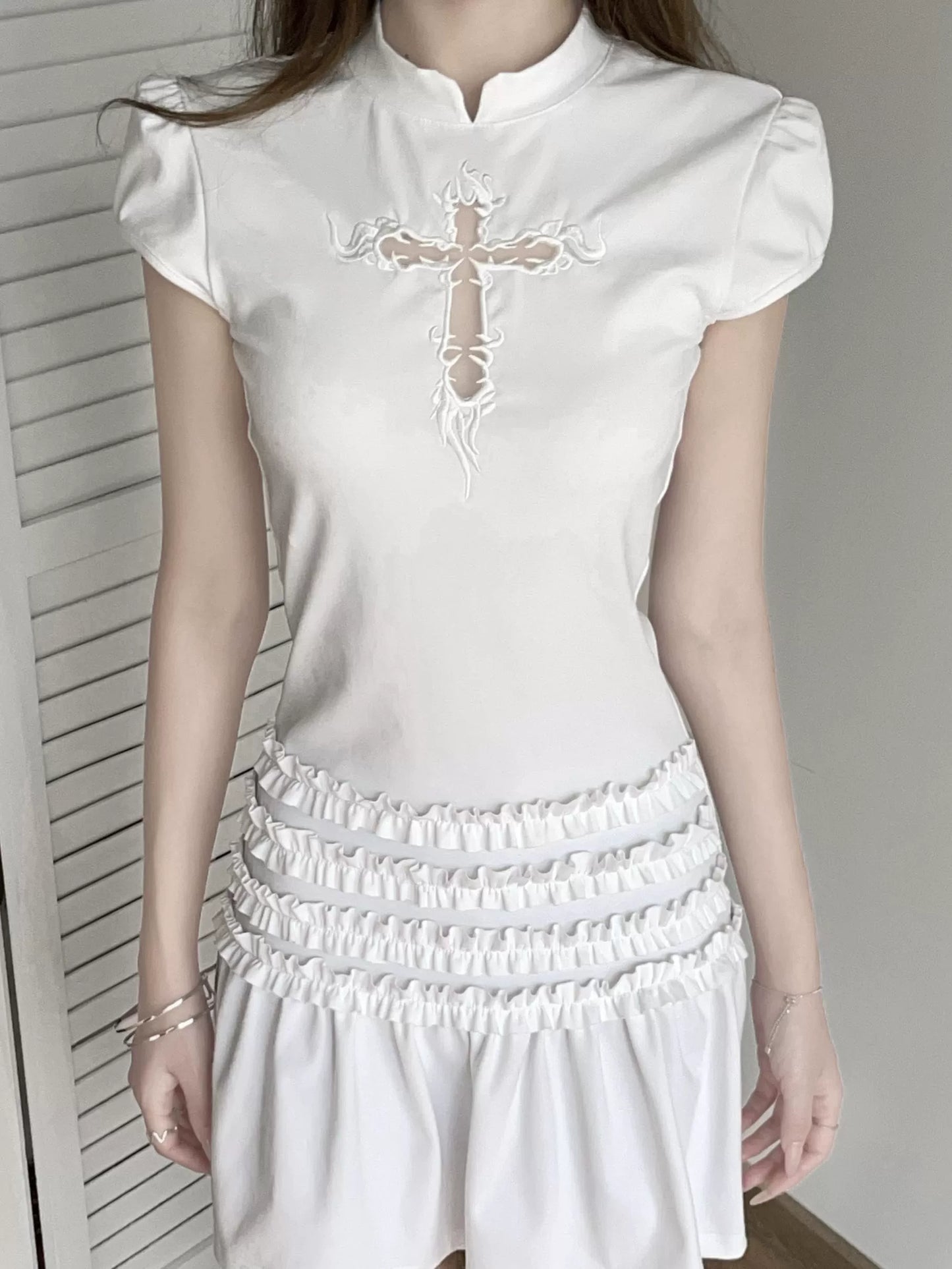 "Covenant × Cross" Slim-Fit Cheongsam-Inspired Dress