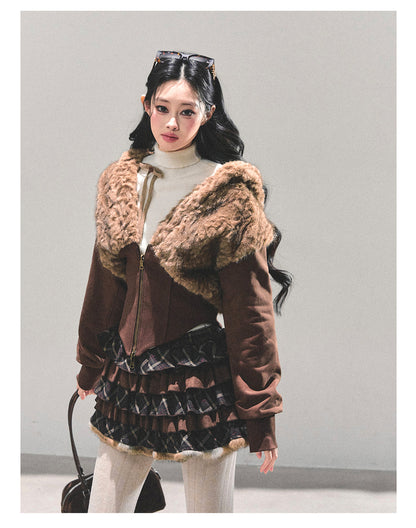 少也眼 "Sleeping with Snow" Short Teddy Fleece Jacket 5468423