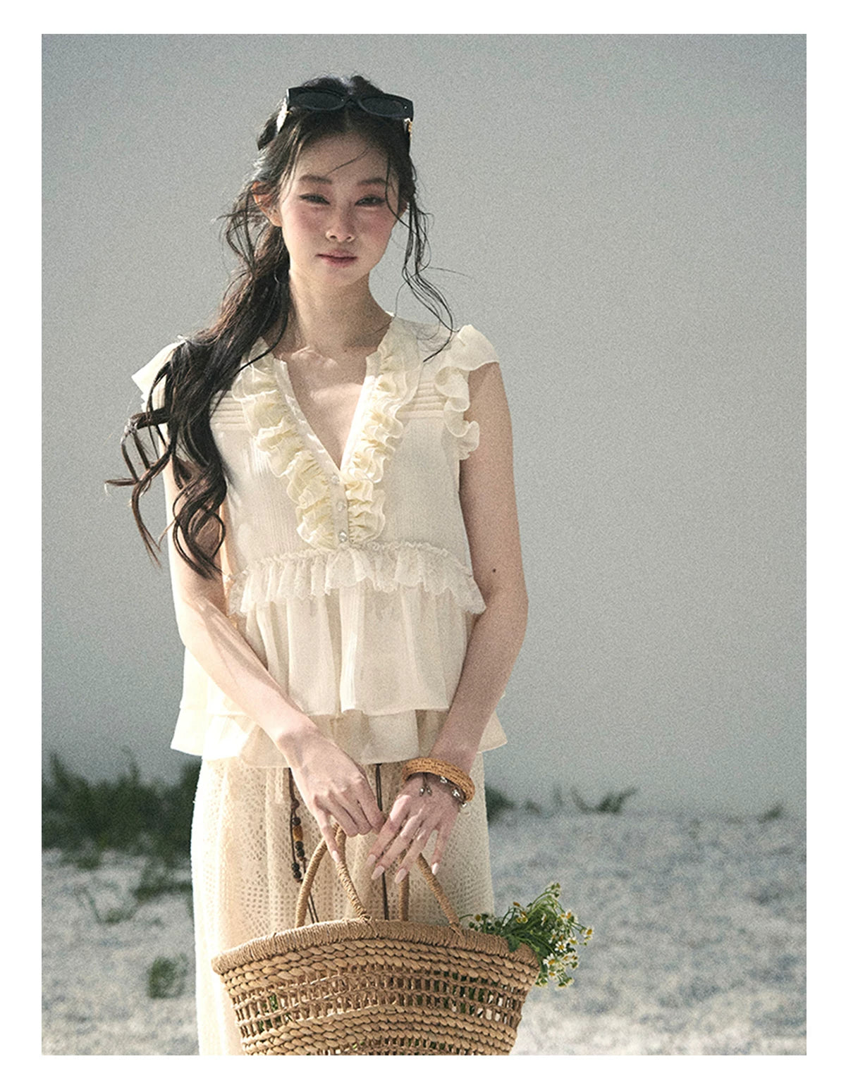 “Sunlight on My Heart” Ivory Lace Babydoll Blouse