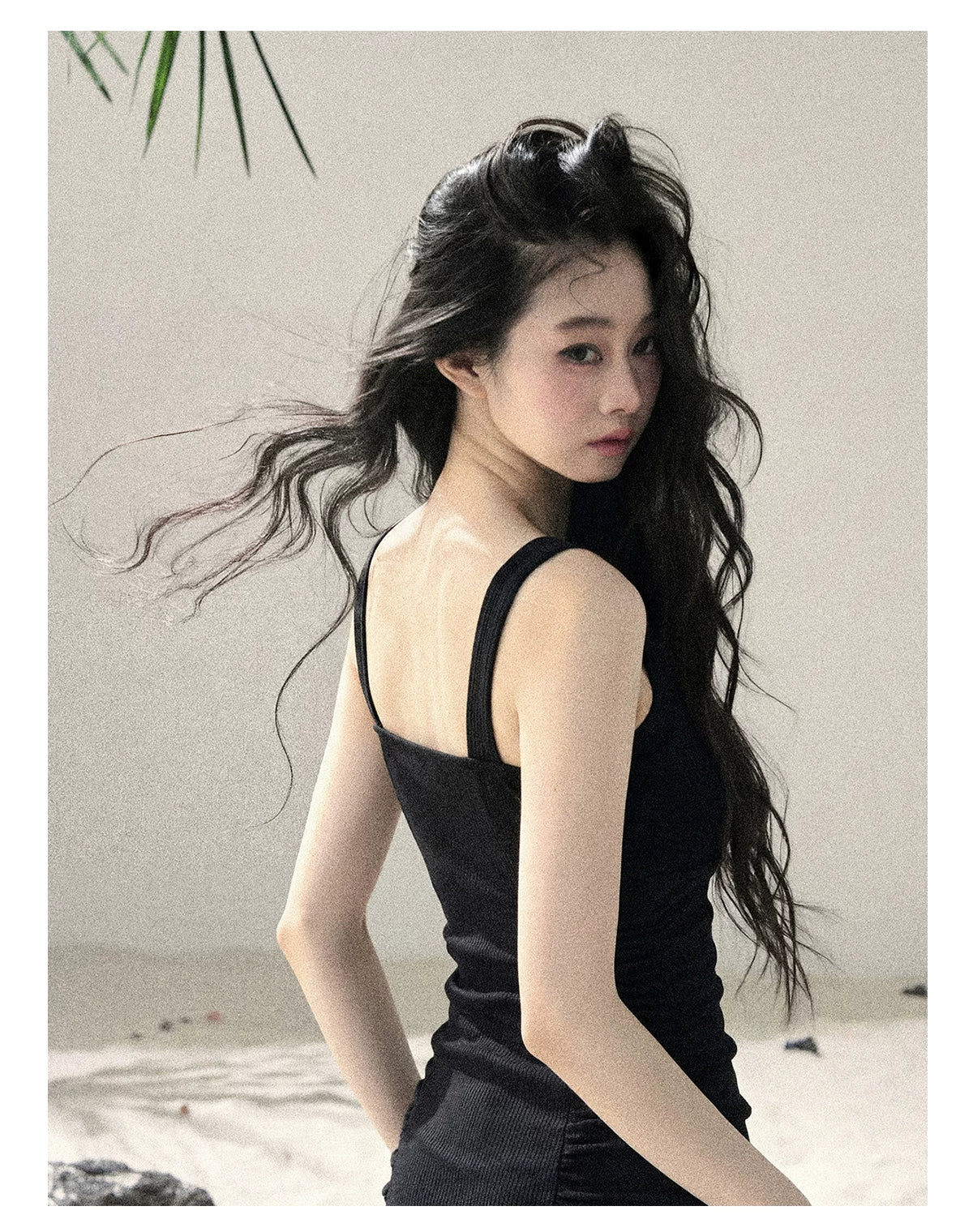 "Between Light and Shadow" Midnight Black Halter Knit Bodycon Mini Dress