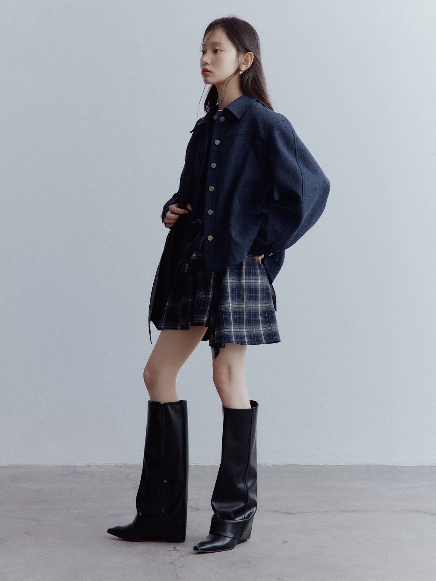 FUSSED Rebel Heiress Deconstructed Wool Jacket – Midnight Blue FOF-25AW192a