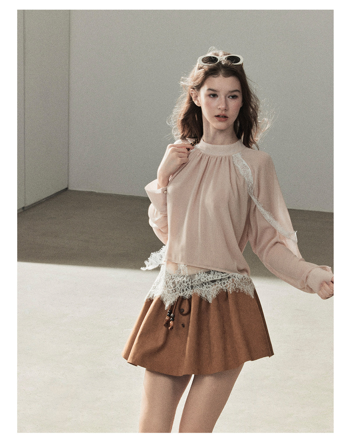 170726 "Blooming Evening Sakura" Soft Pink Lace Cover-Up Blouse