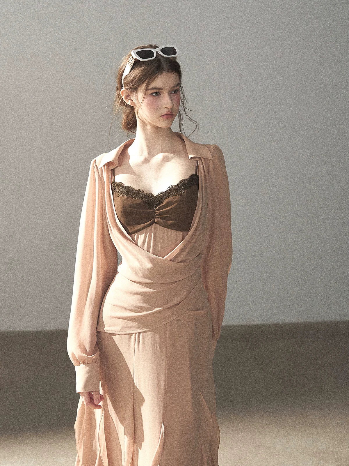 AOMALM - "The Next Fallen Leaf" Cinnamon Pink 2-Piece Set (Shirt / Cami Dress)
